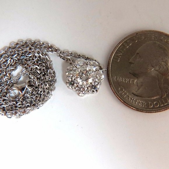 1.52ct diamonds halo cluster necklace 14kt - Picture 2 of 4